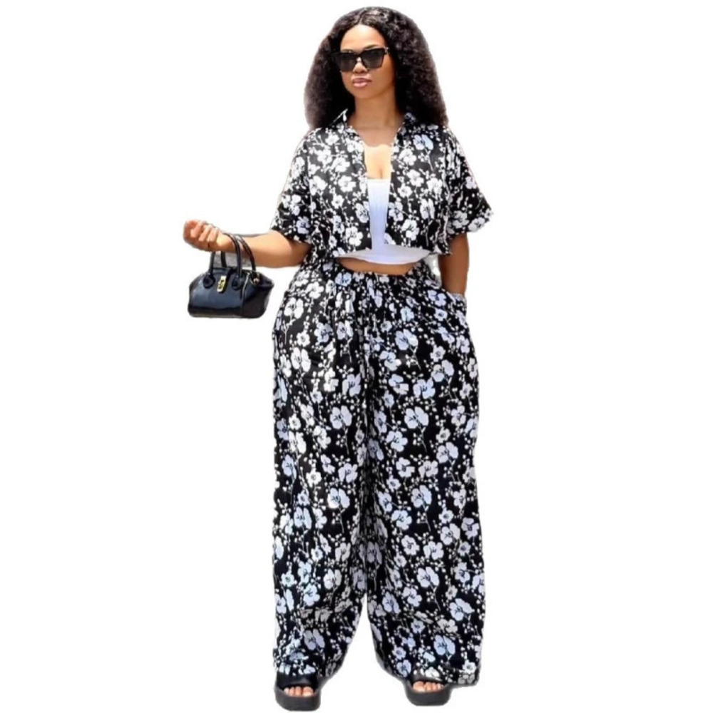 ZARA Trendy African Plus Size Casual Cardigan and Printed Shirt Pants Set